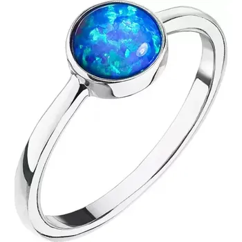 Prsten Stříbrný prsten se syntetickým opálem modrý kulatý 15001.3 velikost 58