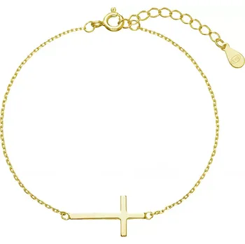 Náramek Pozlacený stříbrný náramek s větším křížkem 63008