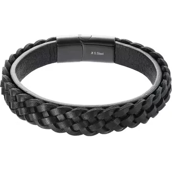Náramek Náramek pánský z recykl.kůže zapletený cop 43026.3 černý