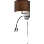 TRIO Nástěnné svítidlo HOTEL látkové hnědé 1xLED 3,2W 300lm 3000K (vč.) + 1xE14 max. 18W (bez) matný nikl - TRIO TR 271170214