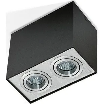 AZZARDO Stropní bodové přisazené svítidlo Azzardo Eloy 2 black/aluminium AZ1355 GU10 2x50W IP20 18,5cm hranaté černo-hliníkové - AZZARDO AZZ AZ1355