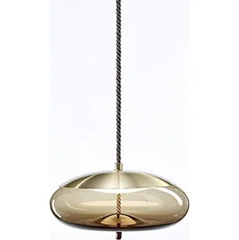 BROKIS Knot Disco, závěsné svítidlo, hnědé kouřové sklo lesklé / mosaz, 14W LED 2700K stmívatelné, prům.50cm PC1017_SBTR_GL_BRS_BRC_RN - BROKIS A BRO PC01017_006