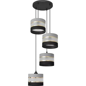 Lustr na lanku HELEN 4xE27/15W/230V černá/šedá/zlatá