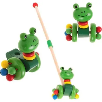 Dřevěná hračka Dřevěná jezdící žába na tyči