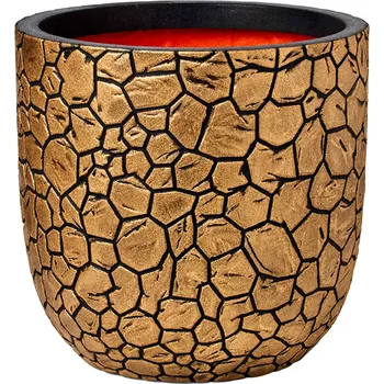 Květináč Capi Nature Clay NL Planter Ball Black Gold Ø 35 cm / V 34 cm