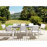 Zahradní jídelní set šedobílý hliníkový stůl s 8 židlemi 9dílný zahradní terasový set Beliani