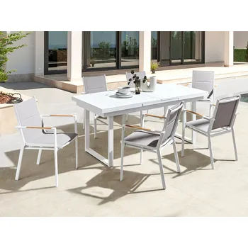 Zahradní sestava Zahradní jídelní set černá venkovní rozkládací stůl židle z hliníku pro 6 míst 6místný Beliani