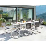 Zahradní jídelní set bílá šedá hliníková 8místná rozkládací stůl se židlemi moderní design Beliani