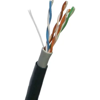 Kabel DATACOM UTP drát CAT5E PVC+PE,Fca 305m cívka černý 2-OUTDOOR 1104
