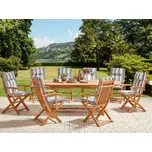 Sada zahradního nábytku světlý stůl z akátového dřeva židle s pruhovanými polštáři 8místná sada rustikální design Beliani