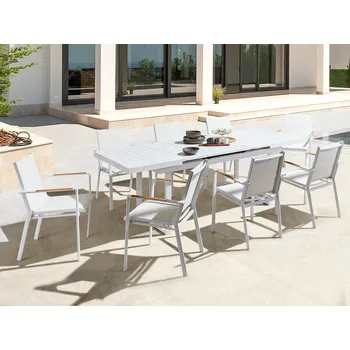 Zahradní sestava Zahradní jídelní set černá venkovní rozkládací stůl židle z hliníku pro 6 míst 6místný Beliani