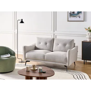 Pohovka Dvoumístná pohovka krémově bílá polyesterová látka voděodolná pohovka v klasickém stylu Beliani