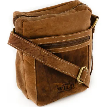 Pánská messenger taška z přírodní hovězí kůže 250587-MH Barva: Světle Hnědá