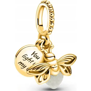 Přívěsek Přívěsek ze stříbra svítící ve tmě – zlatem pozlacená světluška, stříbro 925