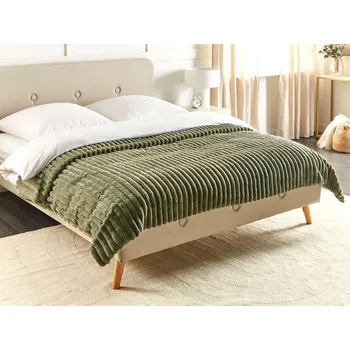 přikrývka Přikrývka zelená polyester umělá kožešina 200 x 220 cm měkká huňatá obývací pokoj ložnice Beliani