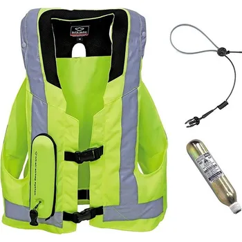 Motocyklový chránič Hit-Air MLV 2 airbag vesta reflexní žlutá s pruhy - Velikost : Large (XL-3XL)