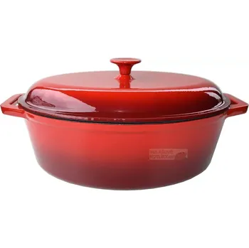 pekáč Litinový pekáč s poklicí smaltovaný ovál 8,5 L (KACHNA) 36 cm 26,5 cm 12 cm Červená
