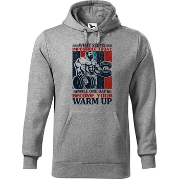 Pánská mikina DOBRÝ TRIKO Pánská mikina s potiskem Warm UP Velikost pánské mikiny: 4XL, Barva: Tmavě šedý melír