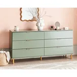 Komoda se 6 zásuvkami zelená zlaté akcenty dřevěné konstrukce z masivního dřeva obývací pokoj retro styl Beliani