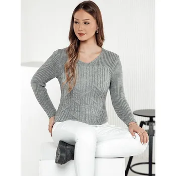 Dámské oblečení Světle šedý dámský svetr LAVIRTA MY2385 Velikost: ONE SIZE