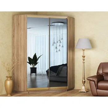 Šatní skříň Rohová skříň CORA 140×220 dub sonoma/zrcadlo