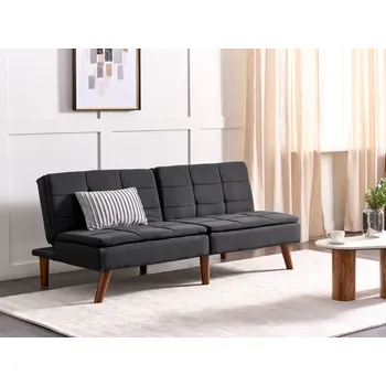 Pohovka Čalouněná rozkládací pohovka černá funkční nábytek do obývacího pokoje extra lůžko pro hosty Beliani