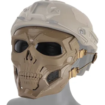 KOMBAT UK Maska celoobličejová lebka hnědá Skull Messenger Mask Coyote Kombat® Tactical