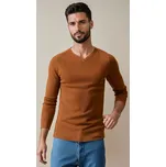 Hnědý pánský svetr s decentním výstřihem do V WX2290 Velikost: M