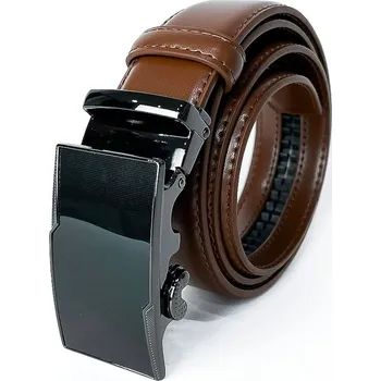 Opasek Pánský kožený pásek s černou přezkou PA4-24-06 hnědý, Obvod pasu / celková délka pásku 105cm