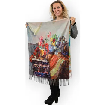 Šála Kašmírová šála - Zátiší s květinami