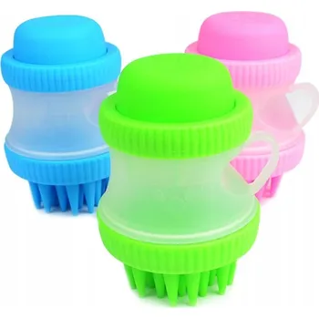 Péče o srst a drápky VERK GROUP KARTÁČ SE ZÁSOBNÍKEM NA MYTÍ PSA 790-9 ZELENÝ