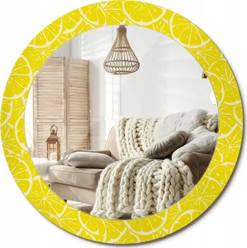 Zrcadlo Stylové kulaté zrcadlo na zeď s potiskem Citrony, průměr 70 cm
