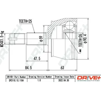 Hřídel nápravy Sada kloubu hnacího hřídele DRIVE+ DP2110.10.1184