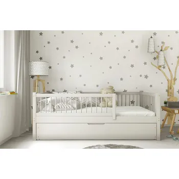 Postel Jednolůžková postel Axel bis2 masivu borovice s přistýlkou - 90 x 180 / světle šedá