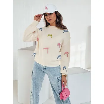 Dámský svetr Dámský svetr oversize TIELUSH s mašlemii MY2357 Barva: Béžová, Velikost: ONE SIZE