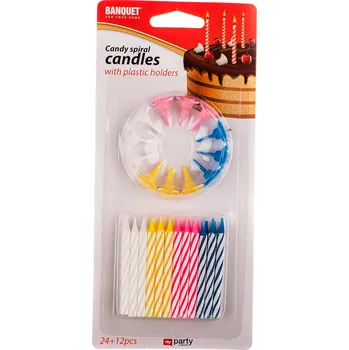 Svíčka svíčka narozeninová 6x0,5cm (24 svíček,12 bodců) mix barev MY PARTY