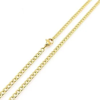 Řetízek Náhrdelník z chirurgické oceli Curb Pancr pozlacený 18kt žlutým zlatem - 3 mm varianta 55 cm KMM233552NGP-55 cm