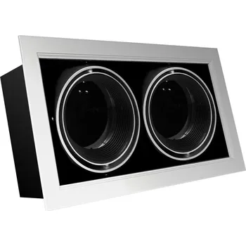 Bodové svítidlo CENTURY SVÍTIDLO zapuštěné pro AR111 LED CITY výklopné 30d otočné 350d stříbrno šedé 2pozice IP20 - CENTURY CEN CF2P-AR111