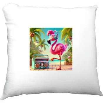 Pánská móda Polštář saténový s potiskem Plameňák music