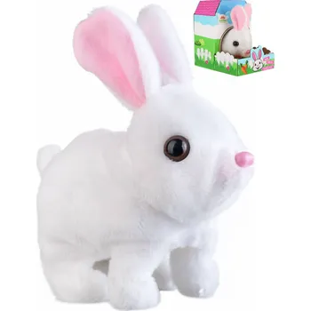 Teddies 00800158 Plyšák na baterie se zvukem a pohybem v krabici, králík Ben