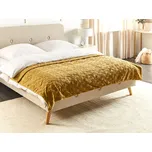 Přehoz přes postel žlutý polyester 200 x 220 cm reliéfní vzor dekorativní dekorativní ložnice Beliani
