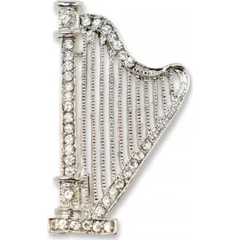 Brož Brož Harfa s kamínky, stříbrná