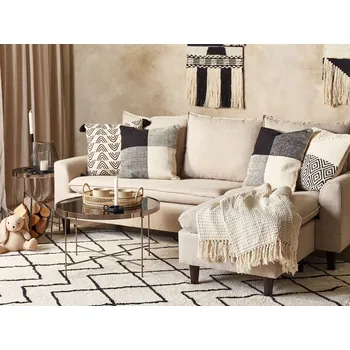 Dekorativní polštářek 2 dekorační polštáře černá béžová bavlna Patchwork 45 x 45 cm moderní tradiční dekorace Beliani