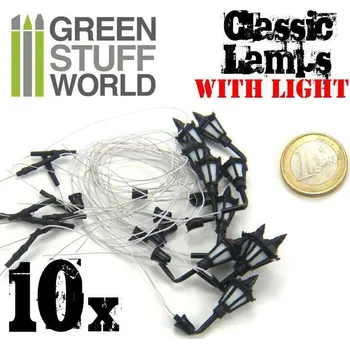 Plastikový model Klasické nástěnné pouliční lampy s LED diodami (10 ks)
