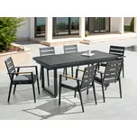 Zahradní jídelní set Černá rozkládací stůl Židle Sedací polštáře Venkovní 6místný hliníkový Beliani