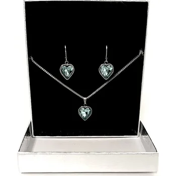 Souprava šperků Stainles Steels set náušnice a řetízek z chirurgické oceli SRDCE světle modré OS02