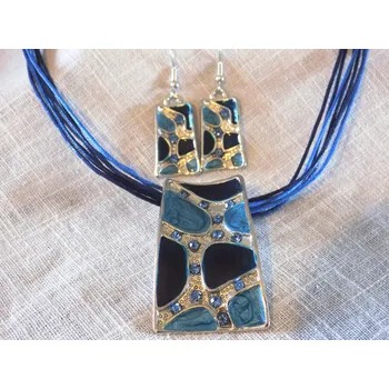 Souprava šperků Sada smaltovaných šperků "Obdelník 2" Barva: Modrá