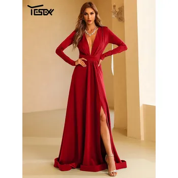 Dámské šaty Originální maxi plesové šaty LC10129 Barva: Vínová, Velikost: M