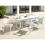 Zahradní jídelní set černá rozkládací stůl židle sedací polštáře venkovní 6místný hliníkový Beliani