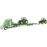 Tahač s podvalníkem a traktory John Deere 1:87 - SIKU Farmer low loader with John Deere tractors - kovovy modely aut 1/87